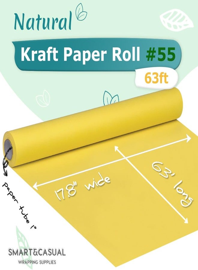 SMART&CASUAL 17.8" x 760" (63') Lemon Yellow Kraft Craft Paper Roll for Gift Wrapping Bulletin Board Bouquet Flower Kids Art Packing Parcel Table Covering 80GSM 55LB (Lemon Yellow, 17.8" x 63') - Image 2